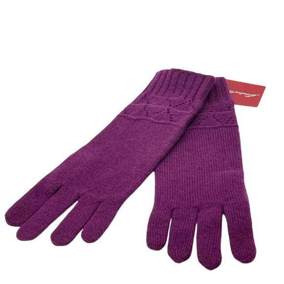 Eddie Bauer Purple Knit Wool Cashmere One Size Gloves New $39 - Picture 1 of 7
